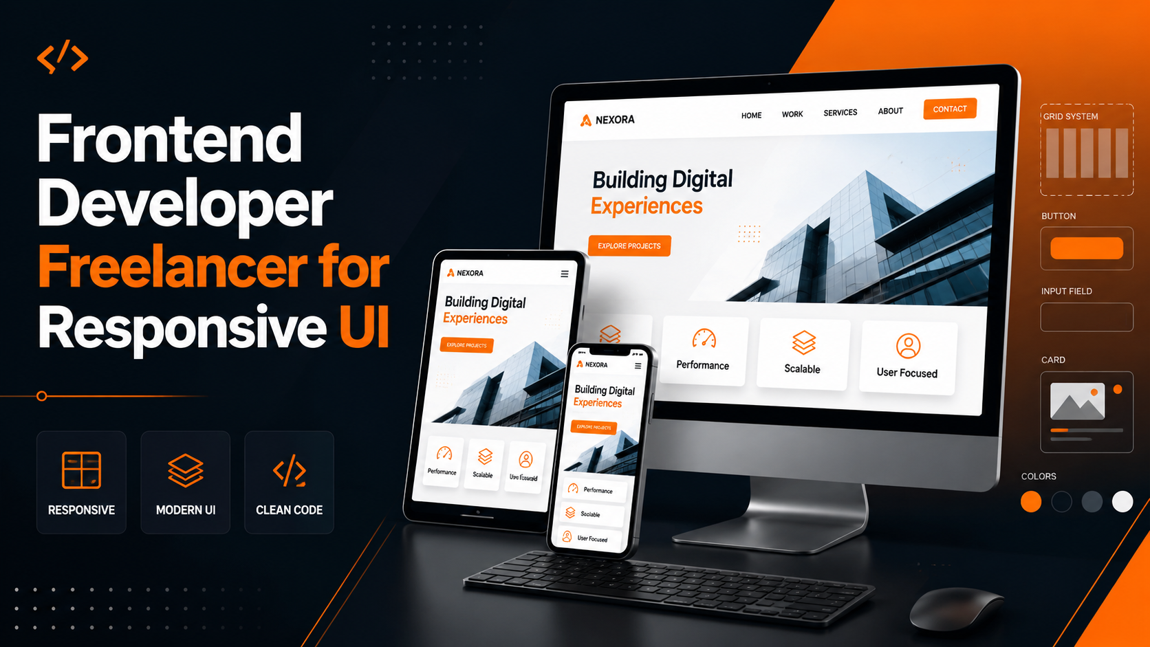 Frontend Developer Freelancer creating responsive UI for business website