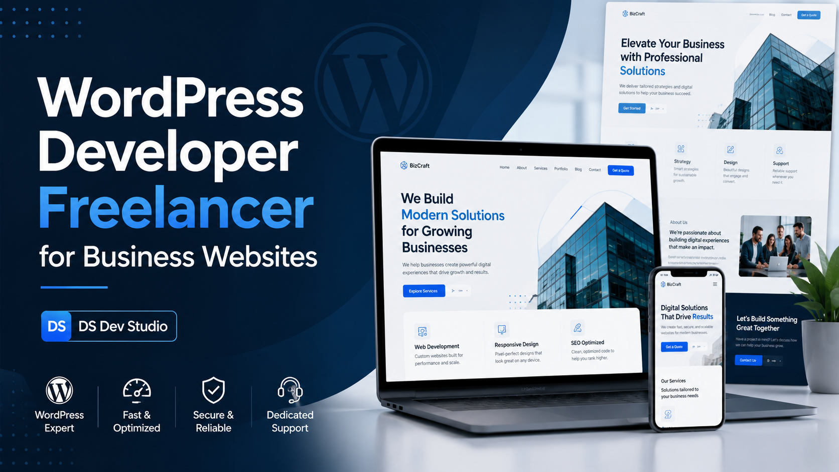 WordPress Developer Freelancer customizing business website and CMS pages