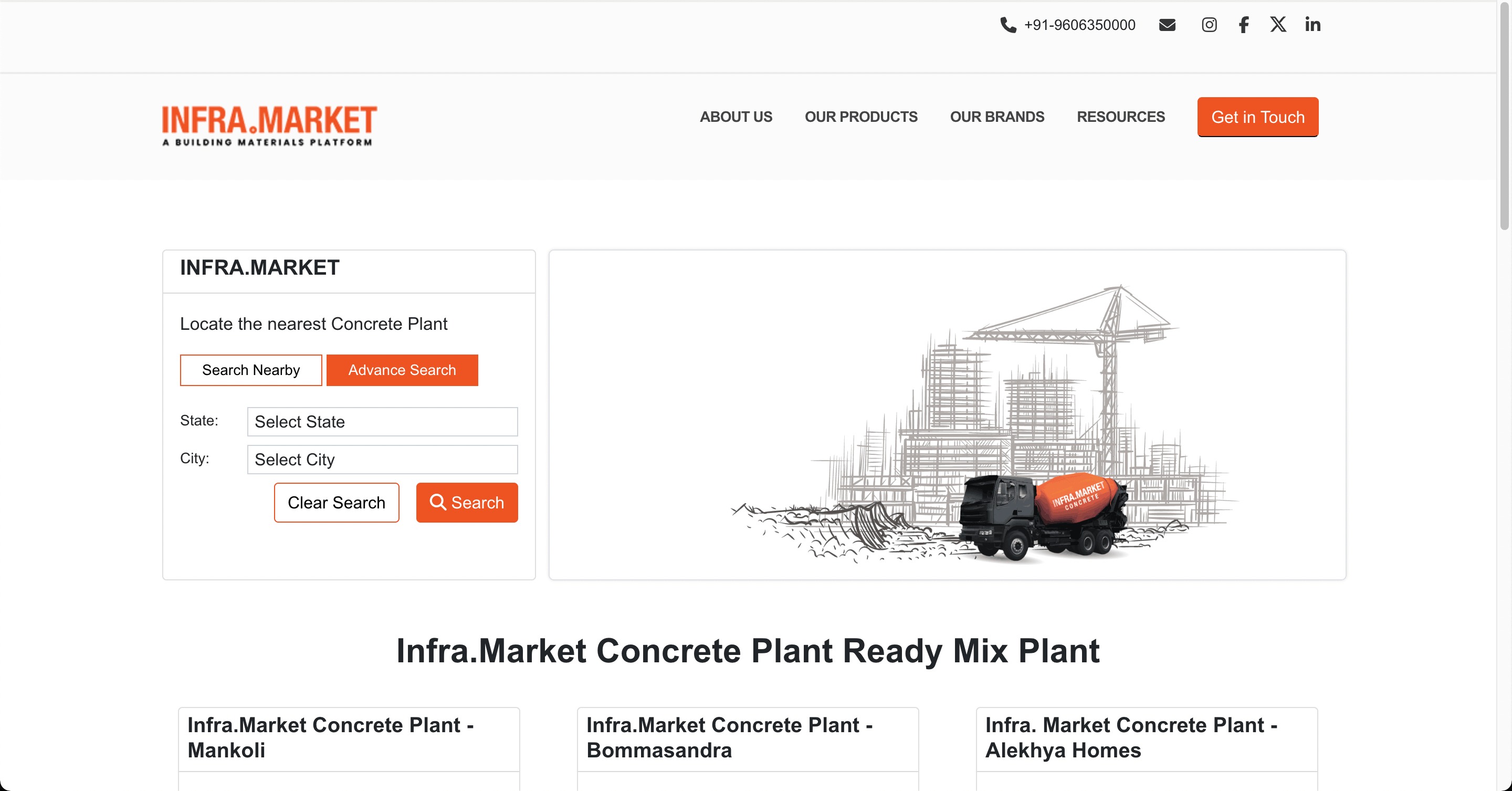 Infra.Market Ready Mix Plant website project